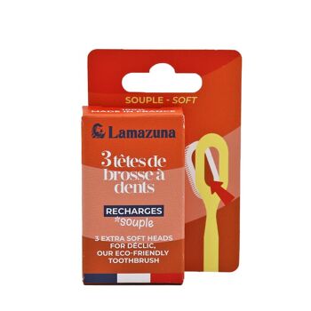 Recharge de 3 têtes de brosse à dents - Souple - Bewell