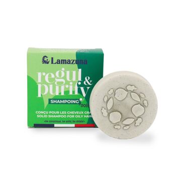 Shampoing solide cheveux gras - Argile verte et spiruline - Regul & purify - Bewell