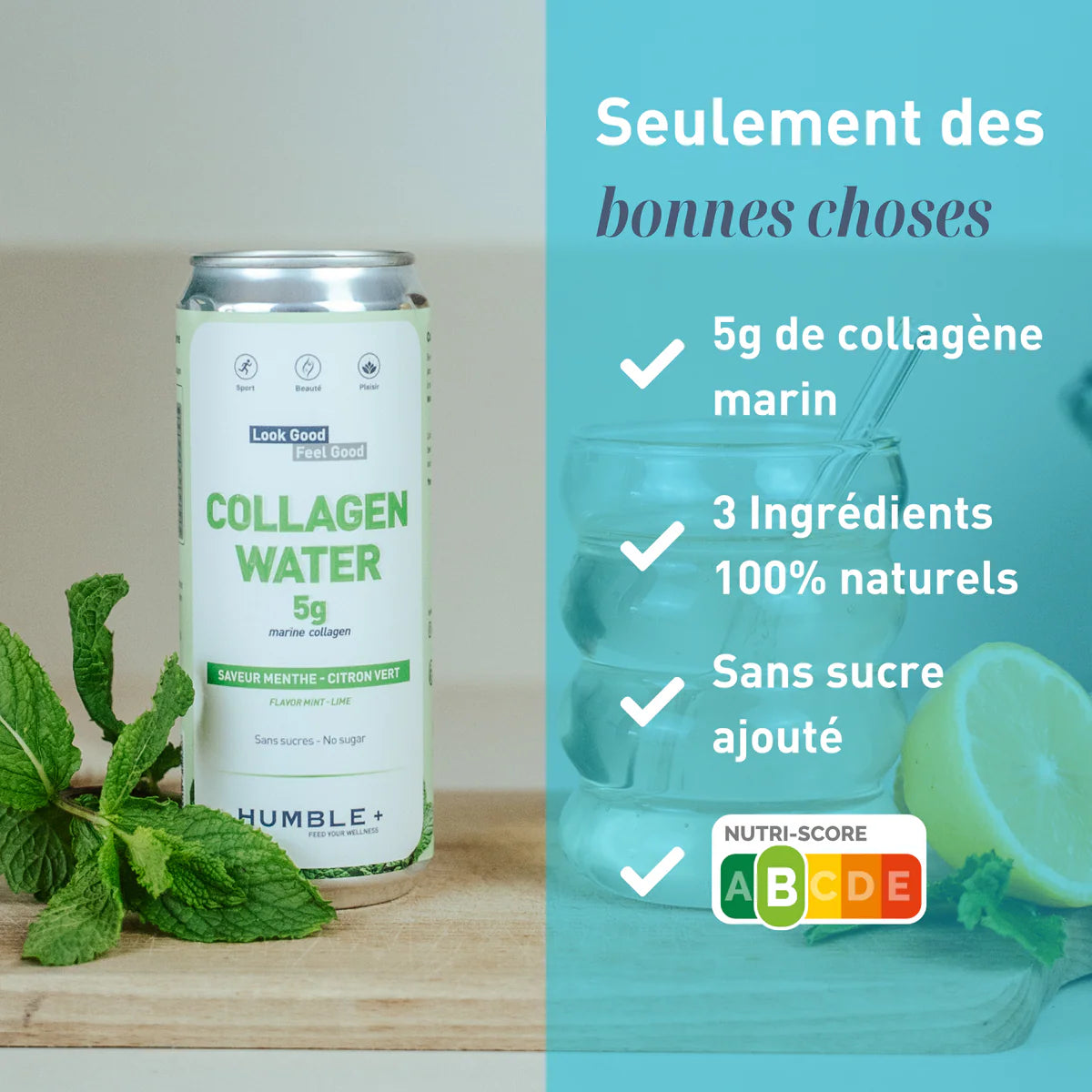 Boisson au Collagène Marin Menthe & Citron Humble+