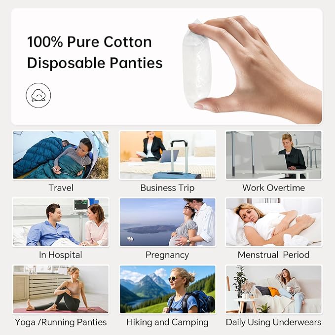 Sous-vêtements jetables pour femmes 100% coton Lot de 5 –Travelcare