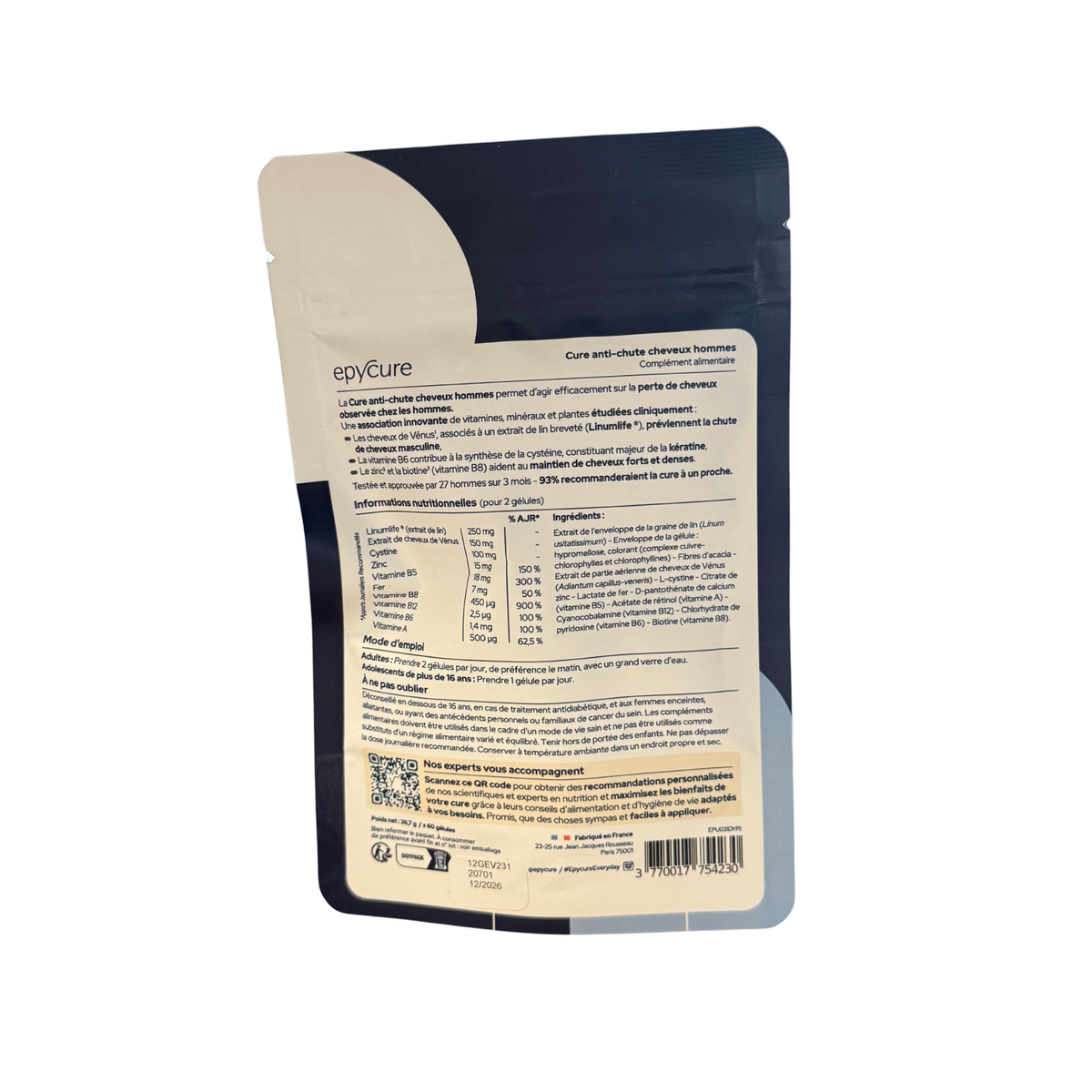 Cure Complexe Chute de Cheveux Hommes Epycure