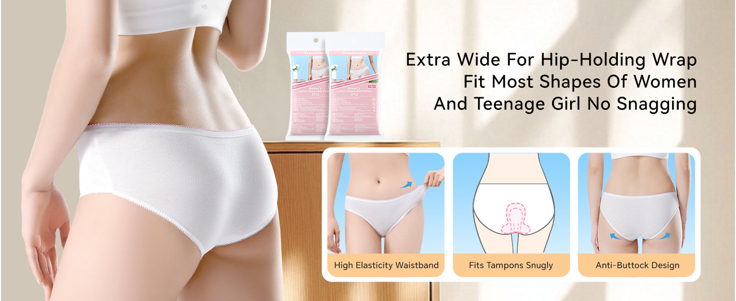 Sous-vêtements jetables pour femmes 100% coton Lot de 5 –Travelcare