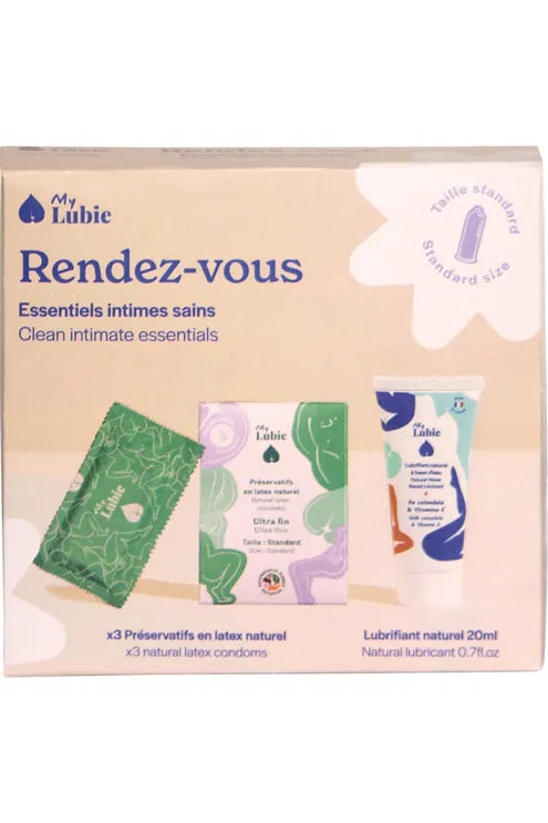 Kit Rendez-Vous : 3 préservatifs équitable, végan et naturel + un lubrifiant à base d'eau 20ml naturel